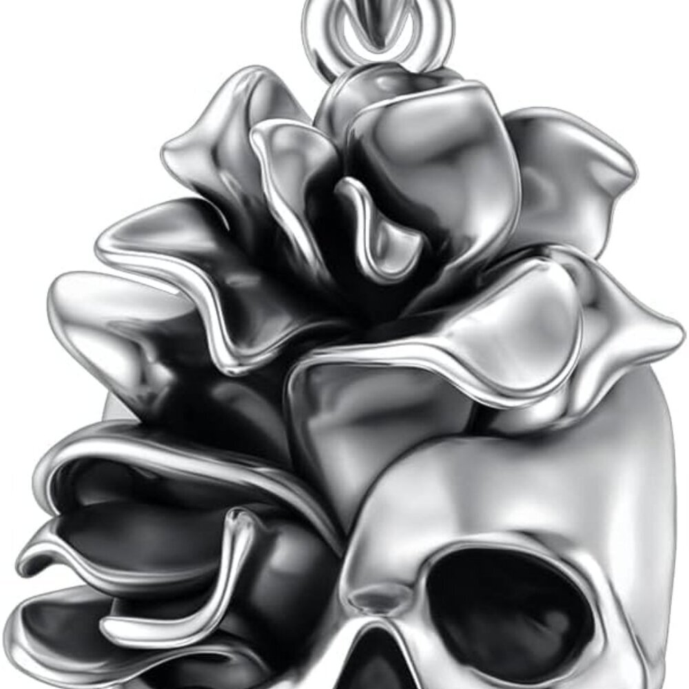 Skull Necklace Sterling Silver Skull Pendant Gothic Jewelry Gift for Goth Lovers